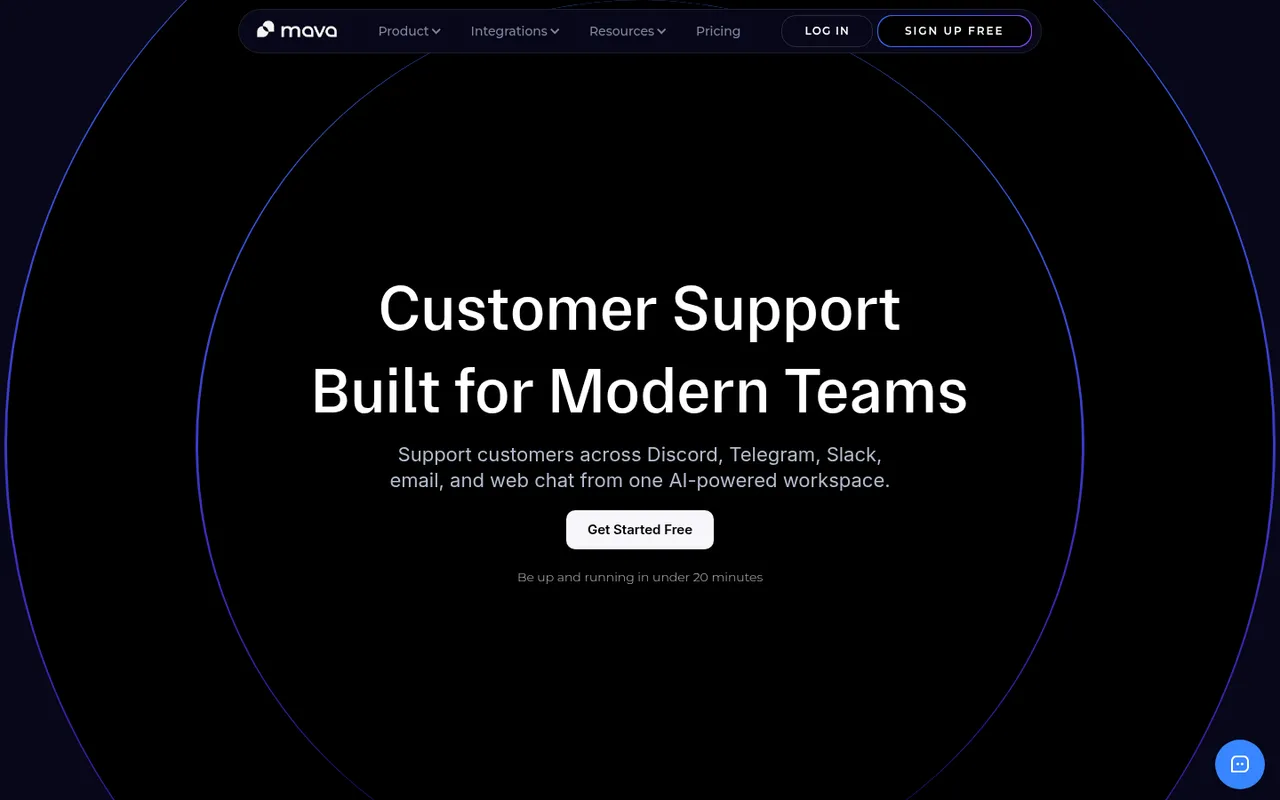 Mava homepage: customer support built for modern teams