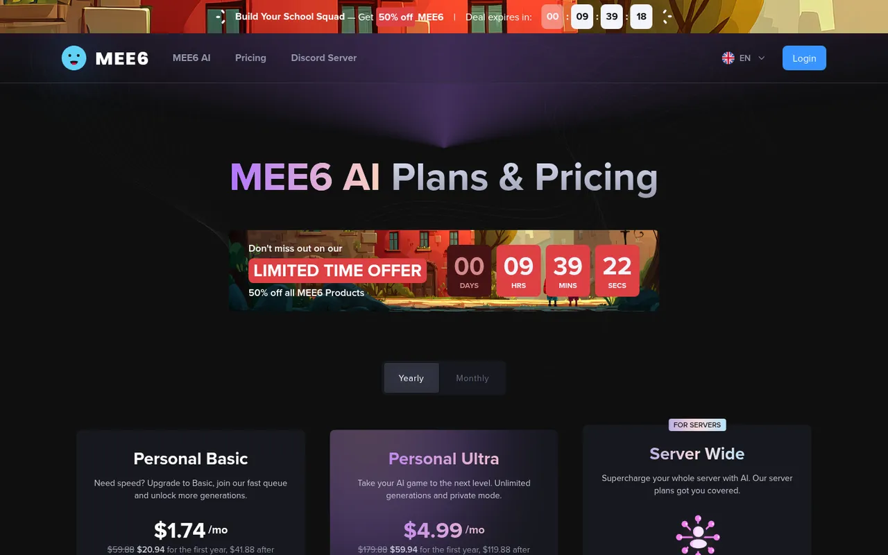 MEE6 AI plans and pricing
