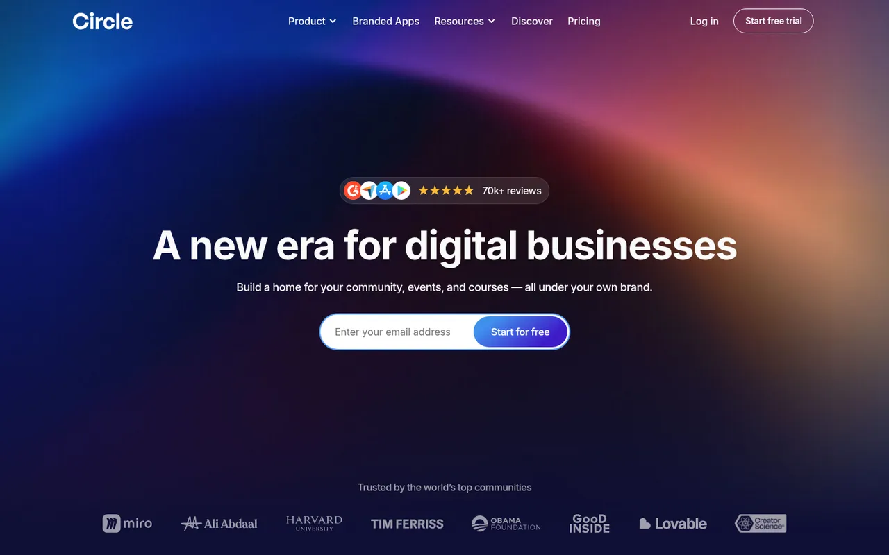 Circle homepage: a new era for digital businesses