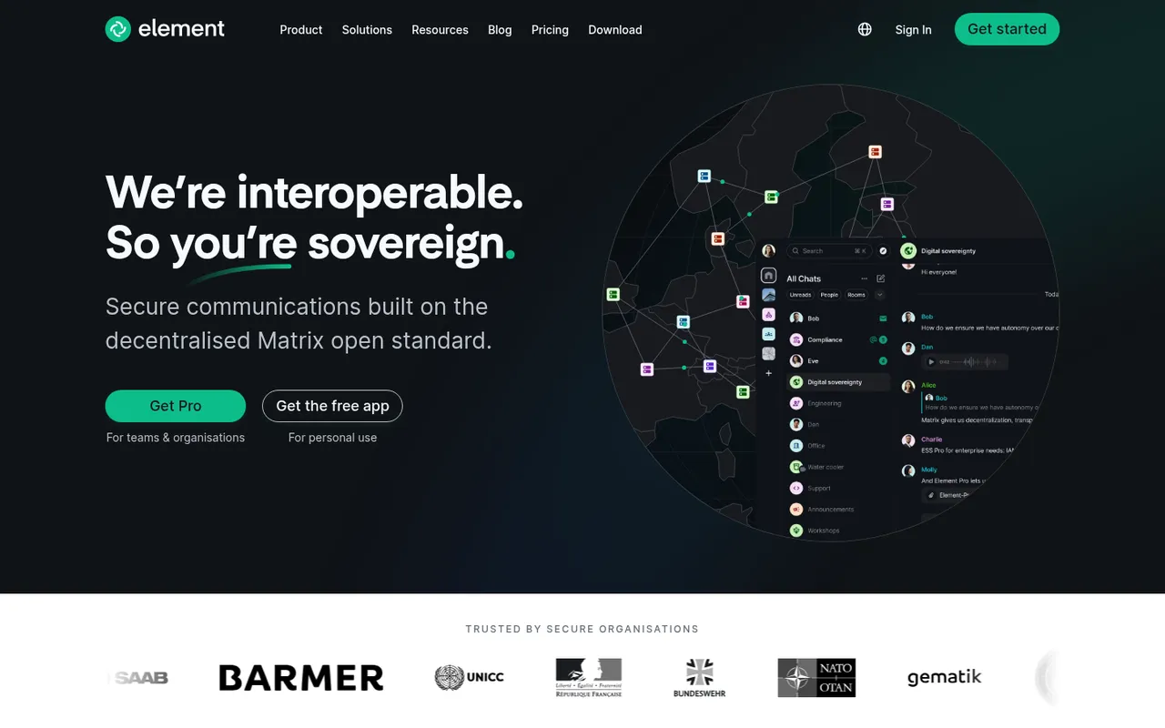 Element homepage: secure communications built on Matrix