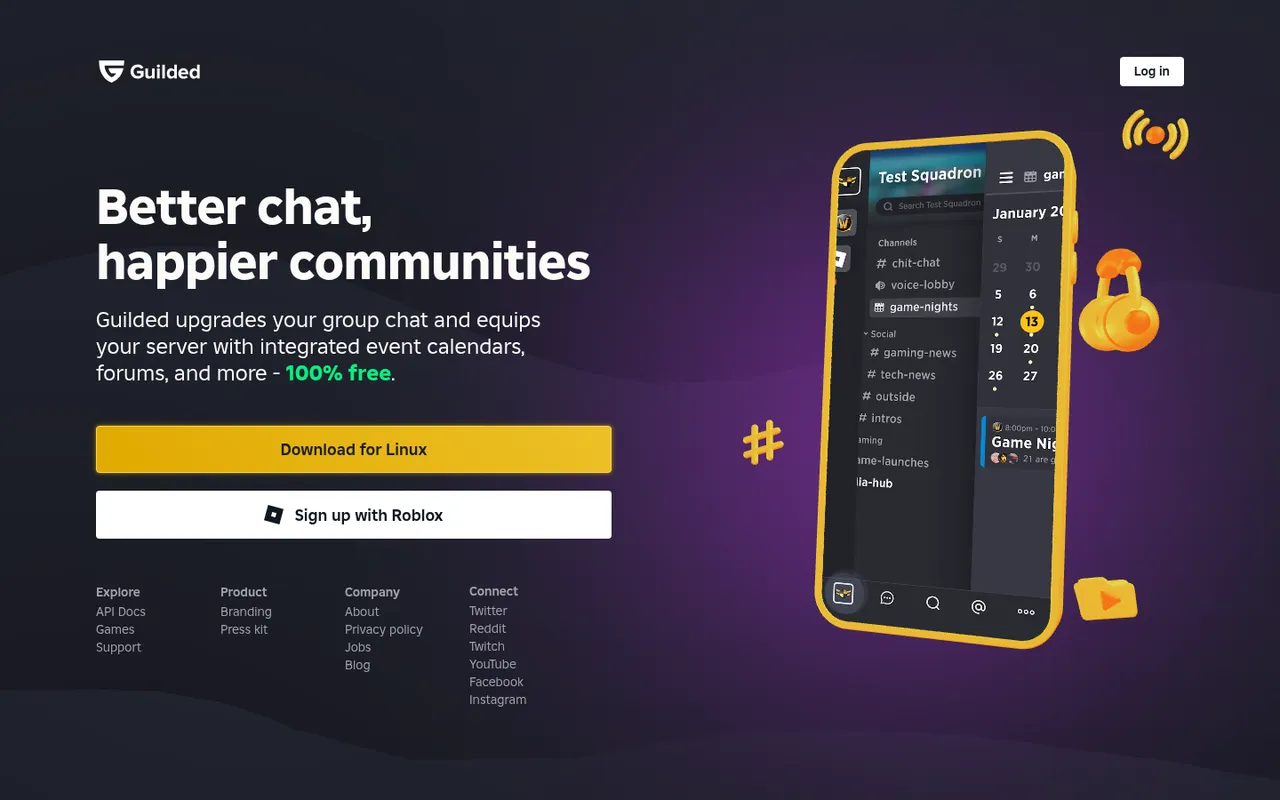 Guilded homepage: better chat, happier communities