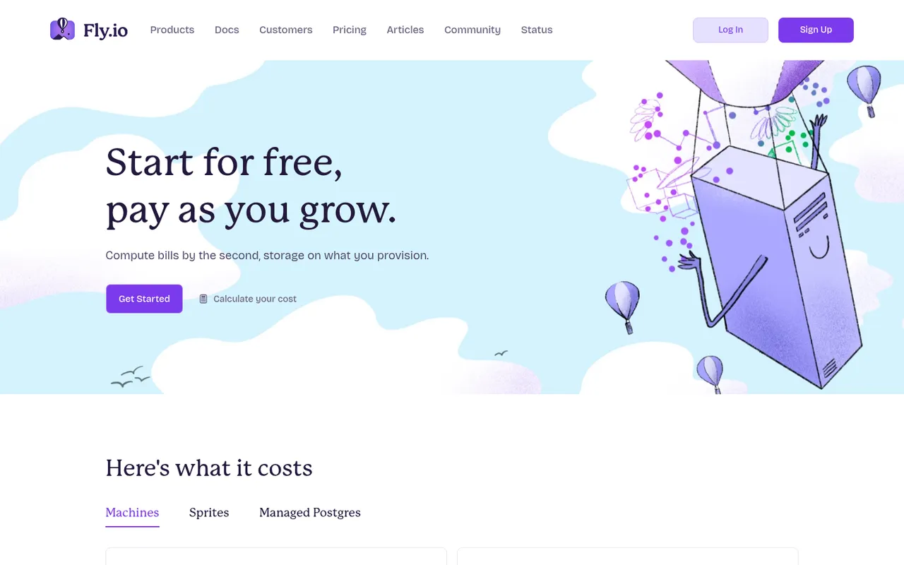 Fly.io pricing: start for free, pay as you grow