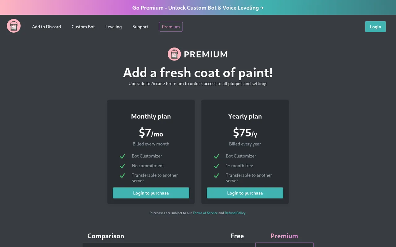 Arcane Premium plans
