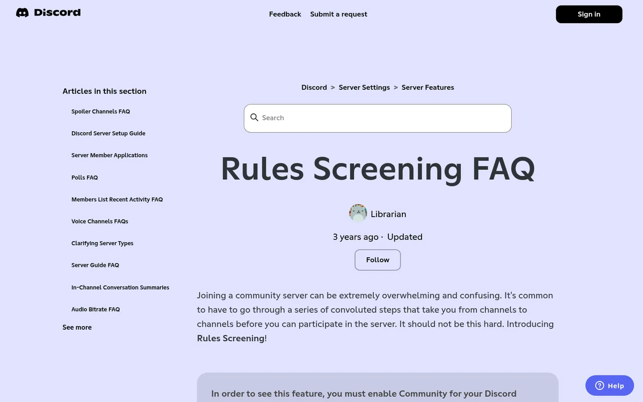 Discord Support Rules Screening FAQ
