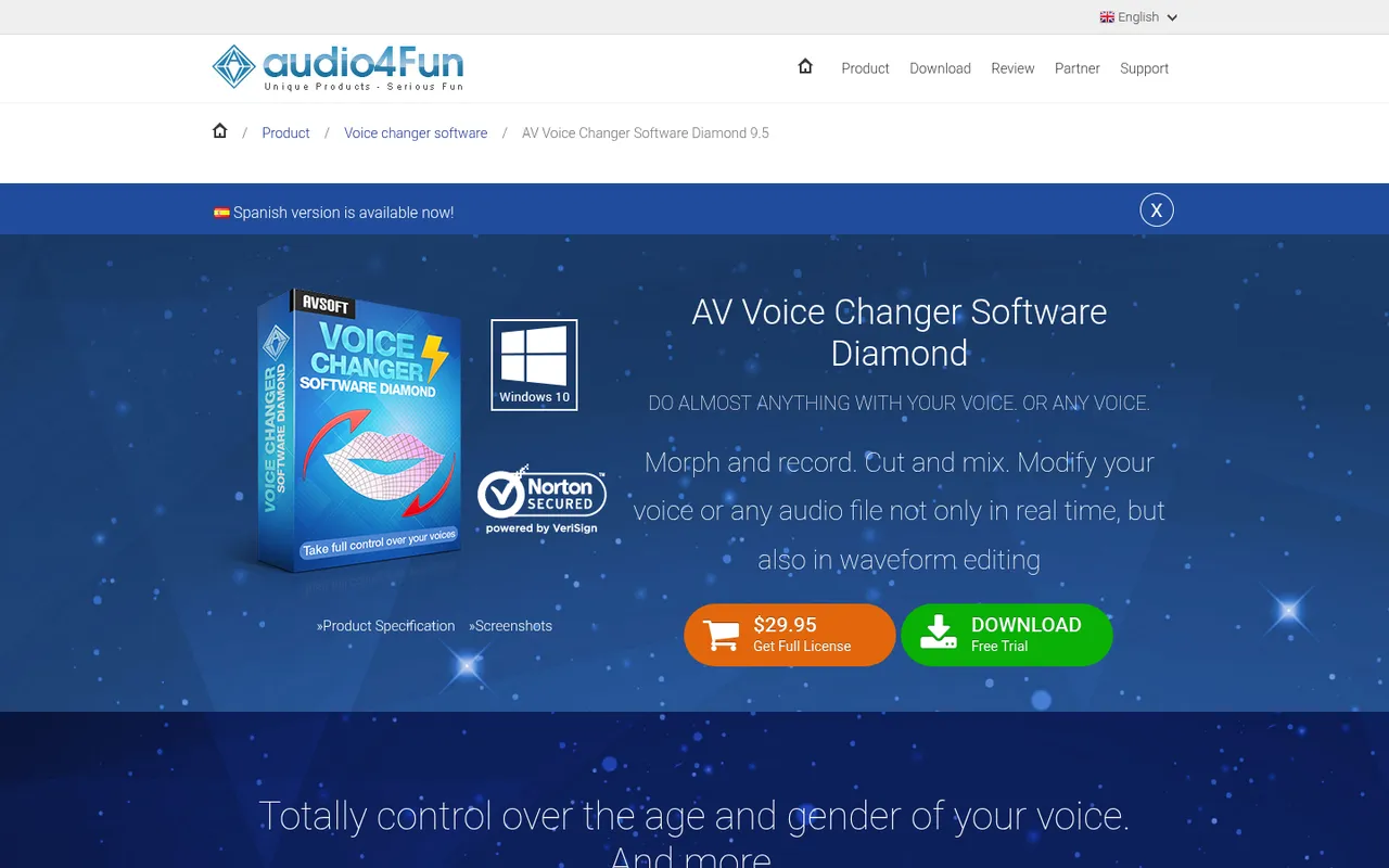 AV Voice Changer Software Diamond product page