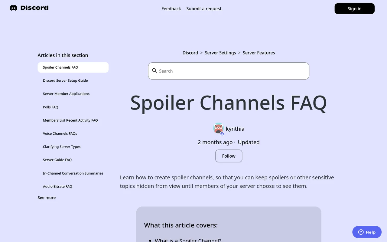 Discord Support: Spoiler Channels FAQ