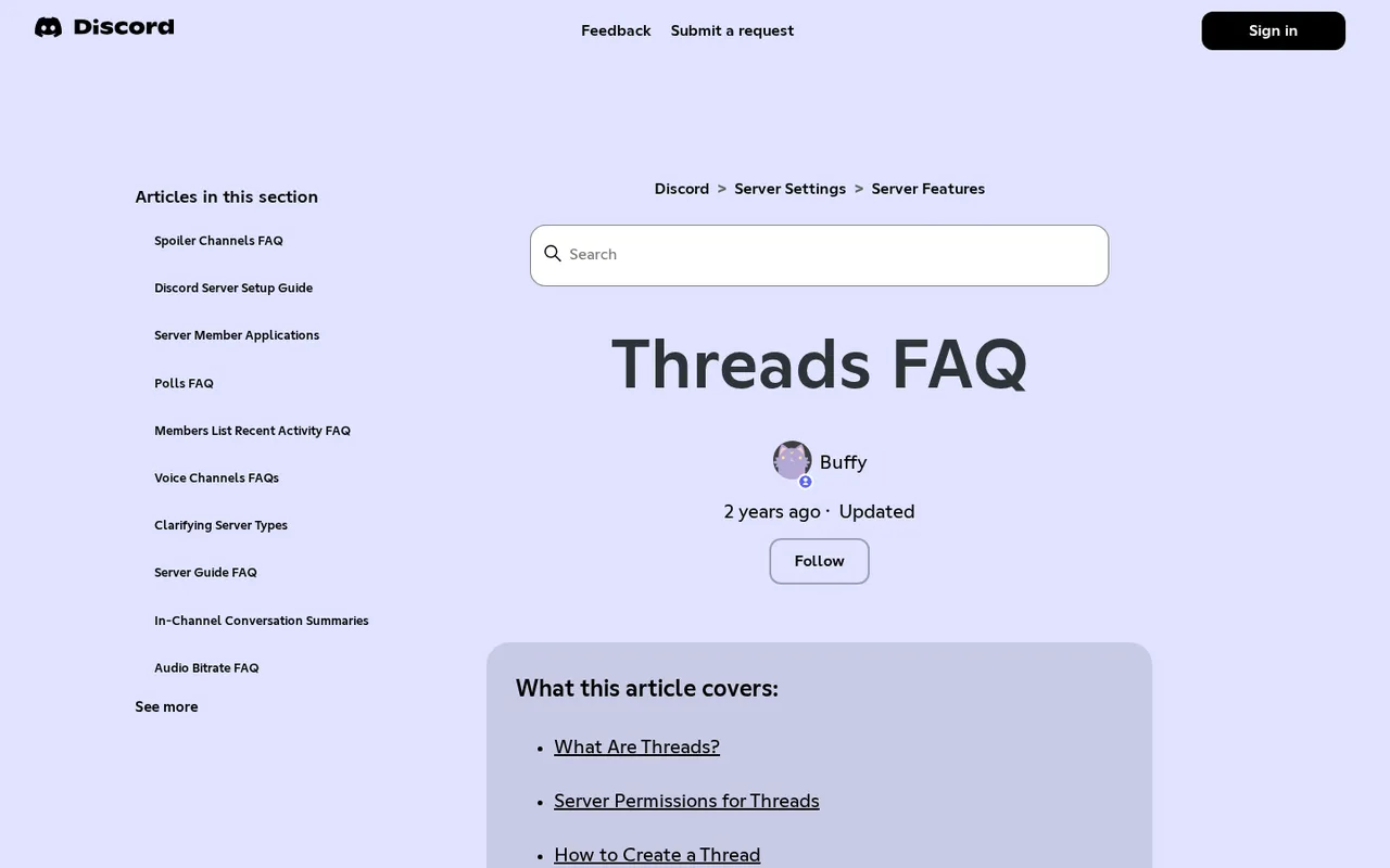 Discord Support: Threads FAQ